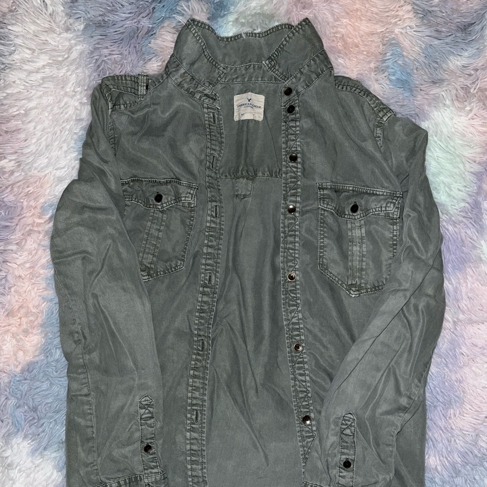 🌸American Eagle Sage Green Boyfriend Flannel